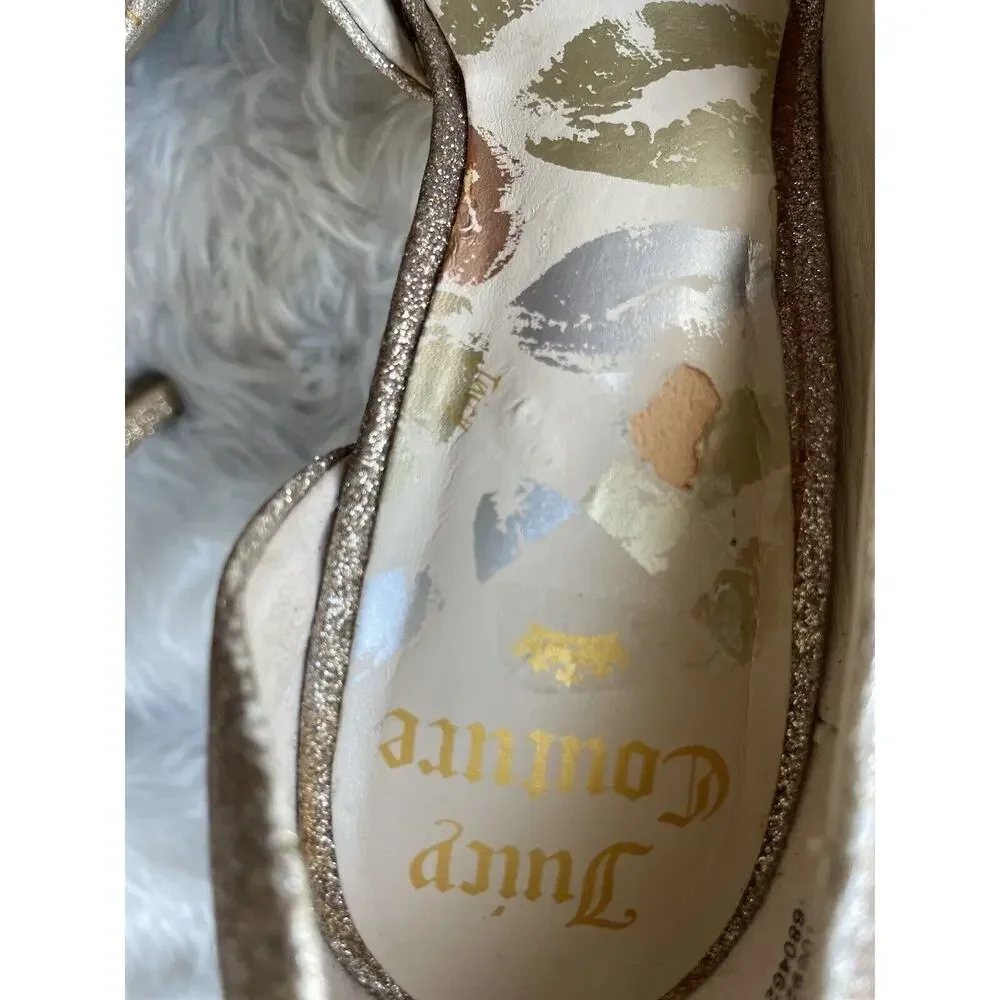 Juicy Couture Women's Glitter Heels‎ Size 7 Champagne Gold